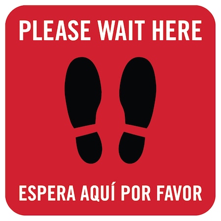 Please Wait Here - Bilingual V.2, Red, 15, 8494XR